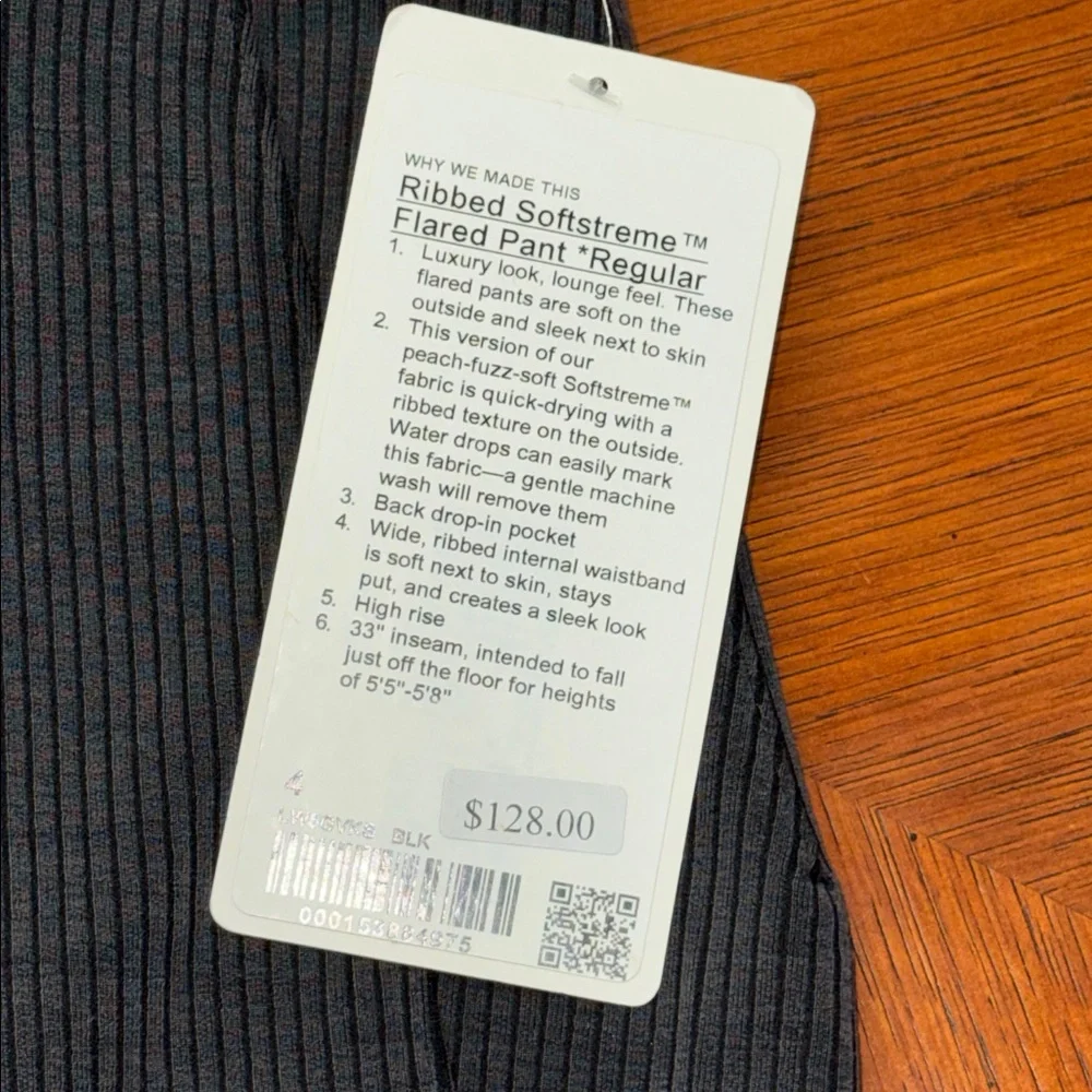 NWT Lululemon Ribbed Softstreme Flared Pant Regular Black LW5GVKS SIZE 4 $128 - Picture 2 of 6